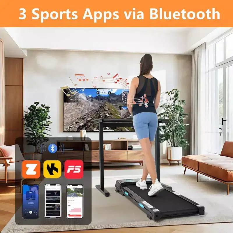 Ksports Tapis de Course Électrique Pliant Professionnel 3 en 1, Ensemble d'Entraînement Cardio et Musculation pour la Maison avec Tapis d'Abdominaux, Sangle pour Sit-ups, Bleu Marine