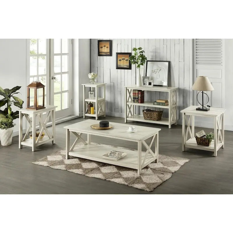 Jamestown Antique White Wood Coffee Table