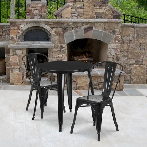 30-inch Round Metal Indoor-Outdoor Table Set