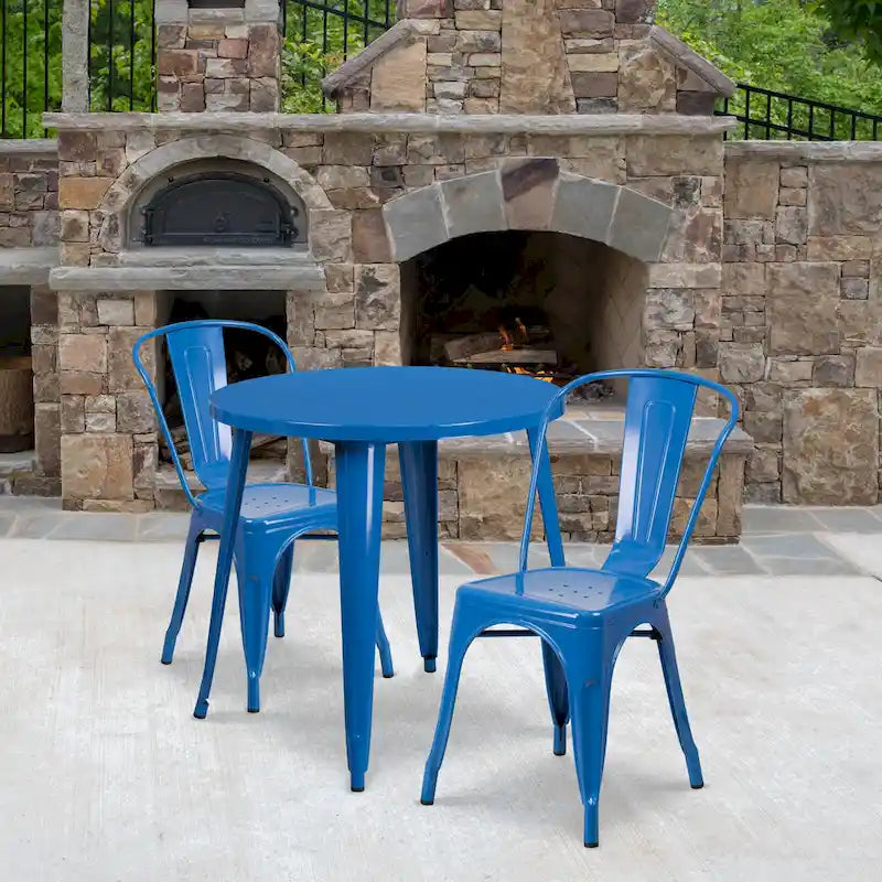 30-inch Round Metal Indoor-Outdoor Table Set