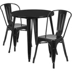 30-inch Round Metal Indoor-Outdoor Table Set