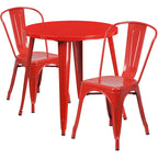 30-inch Round Metal Indoor-Outdoor Table Set