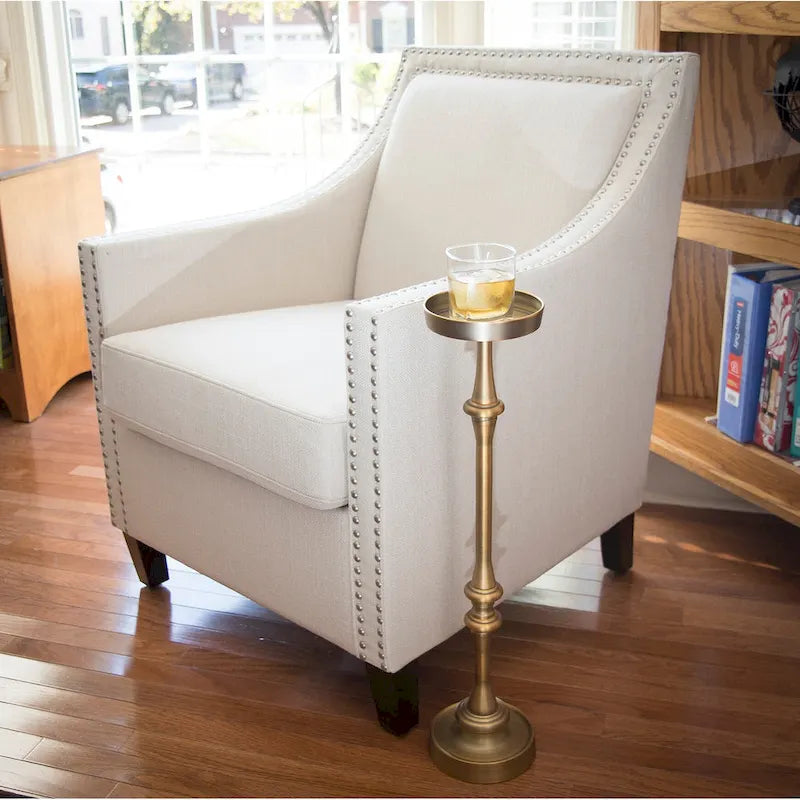 Glam 6in. Round Pedestal Martini SideTable, Brass
