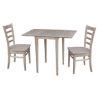 Small Dual Drop Leaf Table with Two Chairs, Washed Gray Taupe