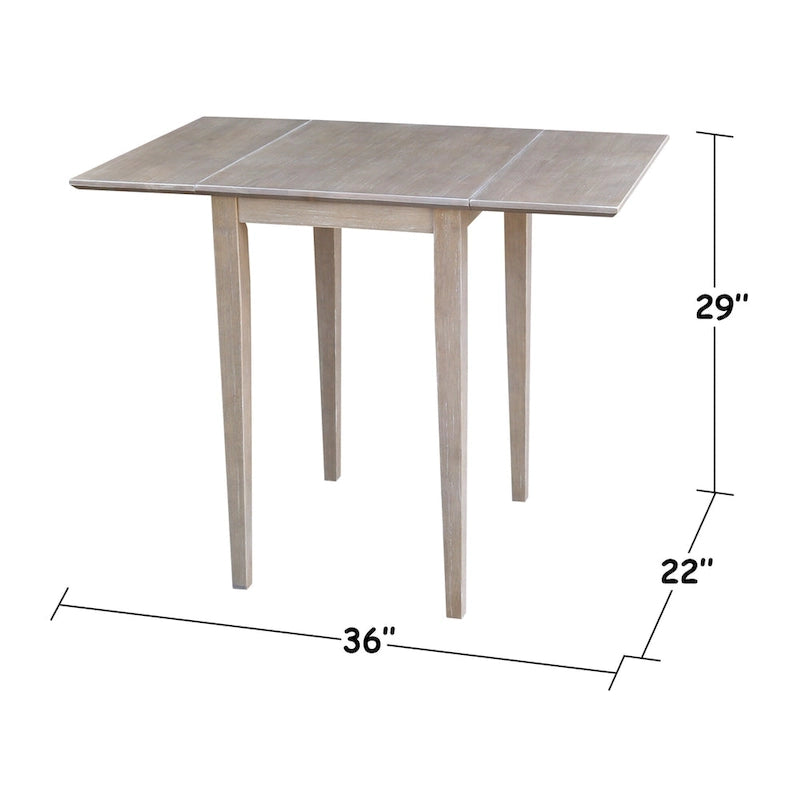 Small Dual Drop Leaf Table with Two Chairs, Washed Gray Taupe