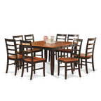 East West Furniture Dining Table Set Includes a Square Table with Butterfly Leaf and Dining Chairs (Chair Seat Type Options)