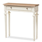 The Gray Barn Keene French Provincial Style Weathered Oak and White Wash Distressed Finish Wood Console Table