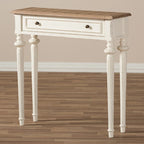 The Gray Barn Keene French Provincial Style Weathered Oak and White Wash Distressed Finish Wood Console Table