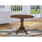 Table à manger ronde à rallonges avec pied central – 42 pouces – 4 places