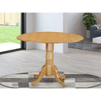 Table à manger ronde à rallonges avec pied central – 42 pouces – 4 places