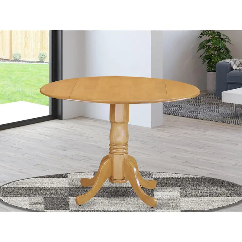 Table à manger ronde à rallonges avec pied central – 42 pouces – 4 places