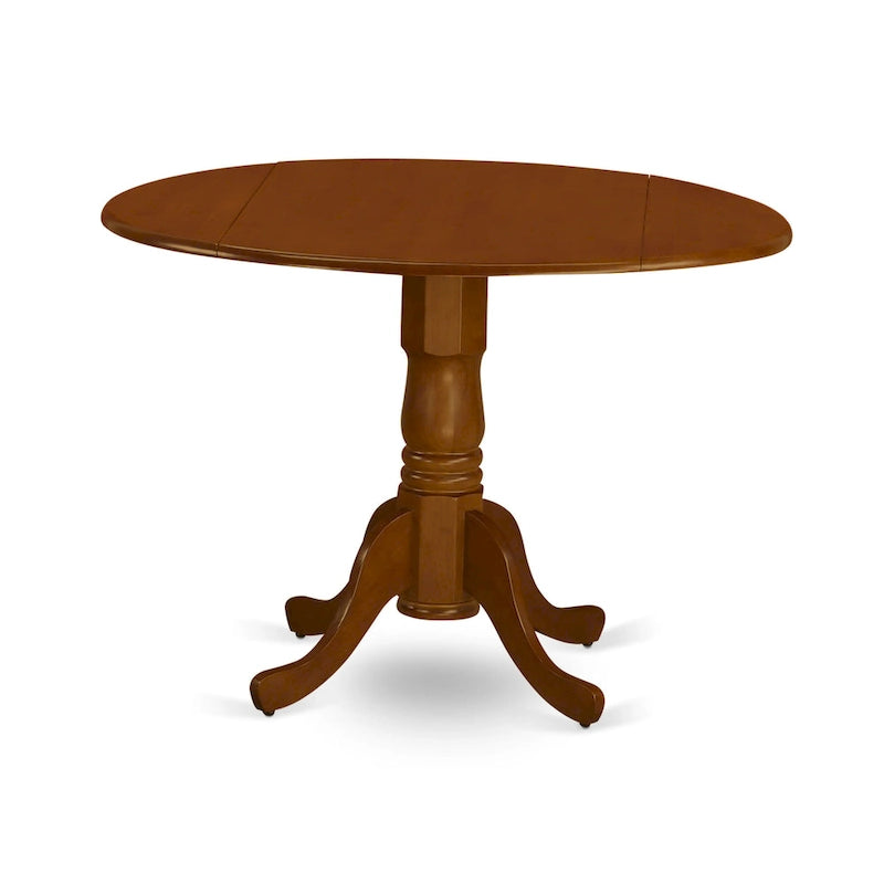 Table à manger ronde à rallonges avec pied central – 42 pouces – 4 places