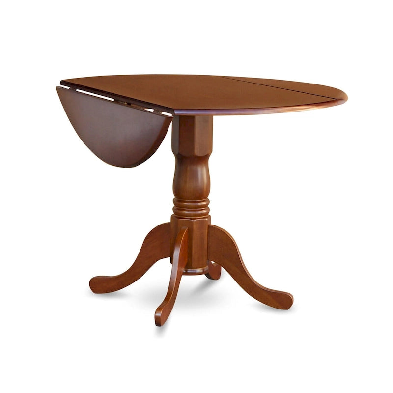 Table à manger ronde à rallonges avec pied central – 42 pouces – 4 places