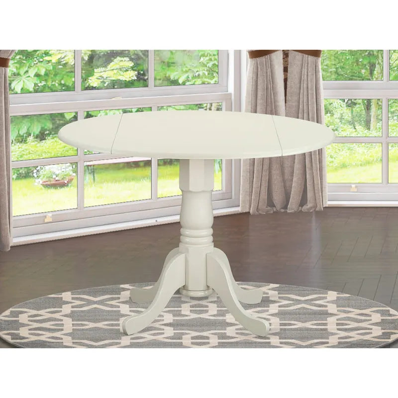Table à manger ronde à rallonges avec pied central – 42 pouces – 4 places