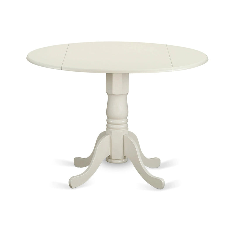 Table à manger ronde à rallonges avec pied central – 42 pouces – 4 places