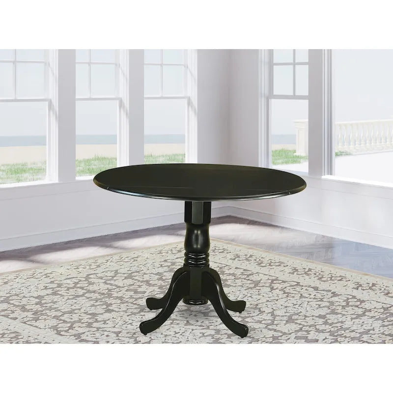 Table à manger ronde à rallonges avec pied central – 42 pouces – 4 places