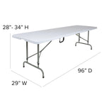 30W x 96L Adjustable Bi-Fold Granite White Plastic Table with Carrying Handle