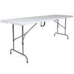 30W x 96L Adjustable Bi-Fold Granite White Plastic Table with Carrying Handle