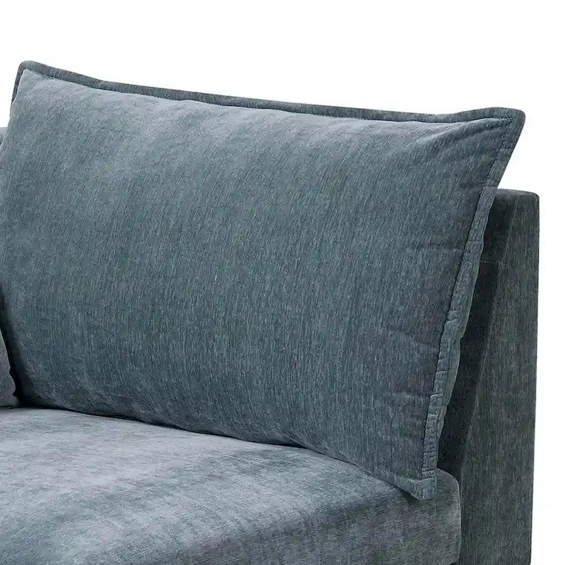 Fauteuil d'angle modulaire bleu à un bras avec 2 coussins lombaires - Siège individuel