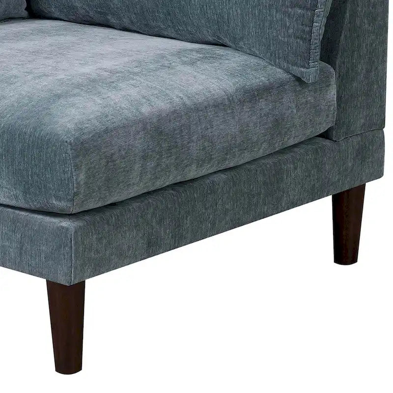 Fauteuil d'angle modulaire bleu à un bras avec 2 coussins lombaires - Siège individuel