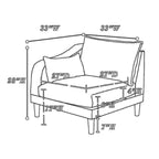 Fauteuil d'angle modulaire bleu à un bras avec 2 coussins lombaires - Siège individuel