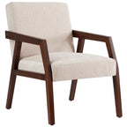 HUIMO Accent Armchair Solid Wooden Brownness/ White/ Blue Upholstered Mid-Century Modern Accent Chair for Living Room, Bedroom