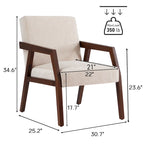 HUIMO Accent Armchair Solid Wooden Brownness/ White/ Blue Upholstered Mid-Century Modern Accent Chair for Living Room, Bedroom