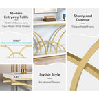 70.9 Faux Marble Console Sofa Table with Half-Moon Shaped Metal Legs for Entryway, Accent Tables for Living Room