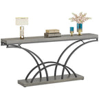70.9 Faux Marble Console Sofa Table with Half-Moon Shaped Metal Legs for Entryway, Accent Tables for Living Room