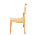 Monaco Modern Bohemian Oak Brown Finished Mahogany Wood and Natural Rattan Dining Chair