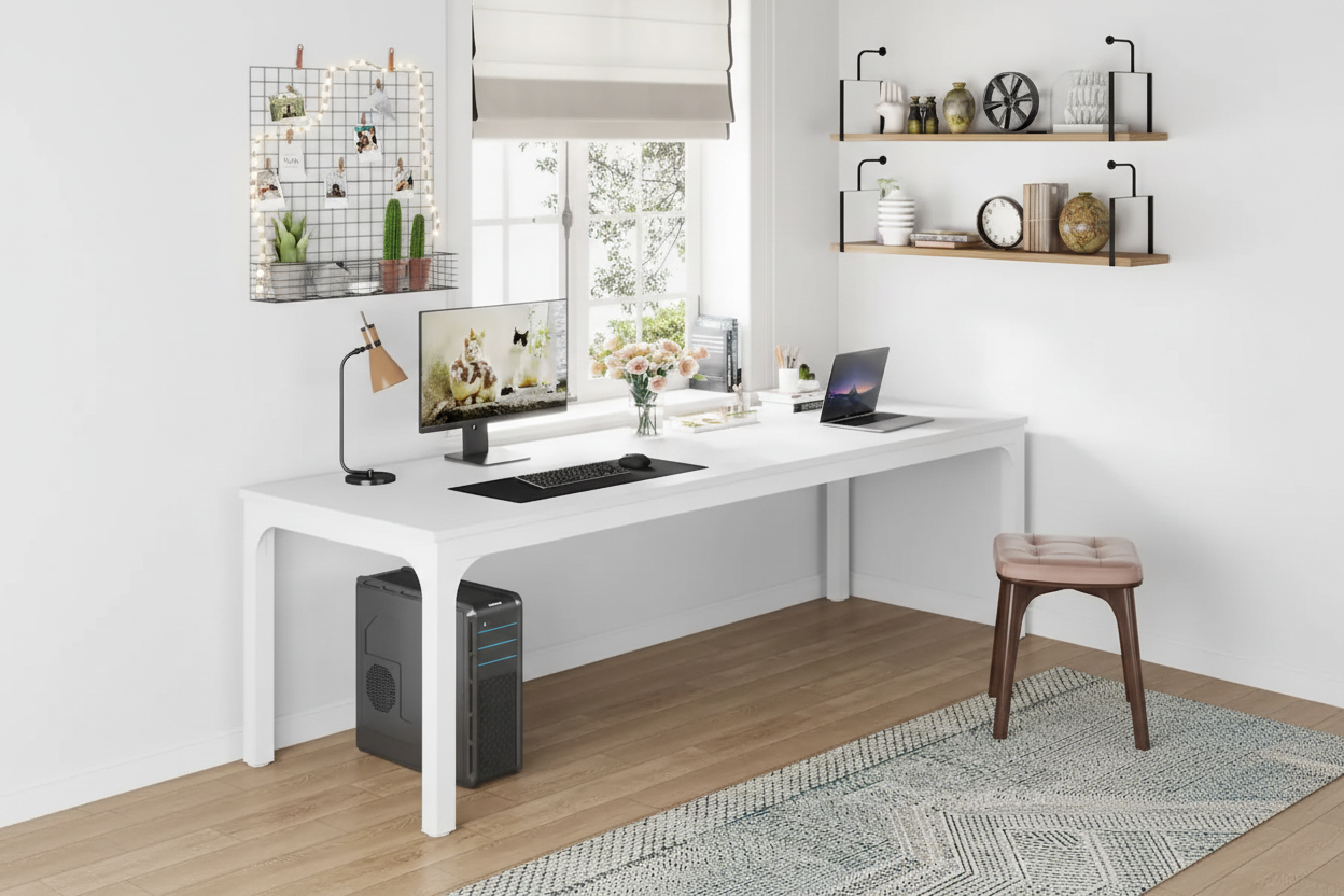 78.74 Inches Executive Desk Double Workstation with Metal Legs for Home Office,Two Person Computer Desk for 2 (Only Table)