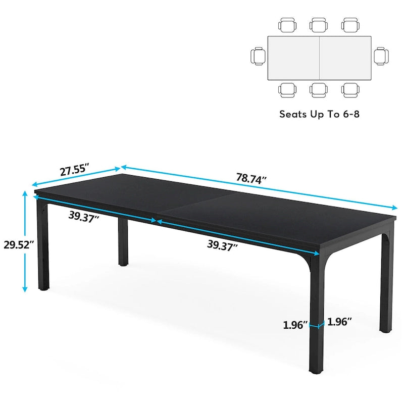 78.74 Inches Executive Desk Double Workstation with Metal Legs for Home Office,Two Person Computer Desk for 2 (Only Table)