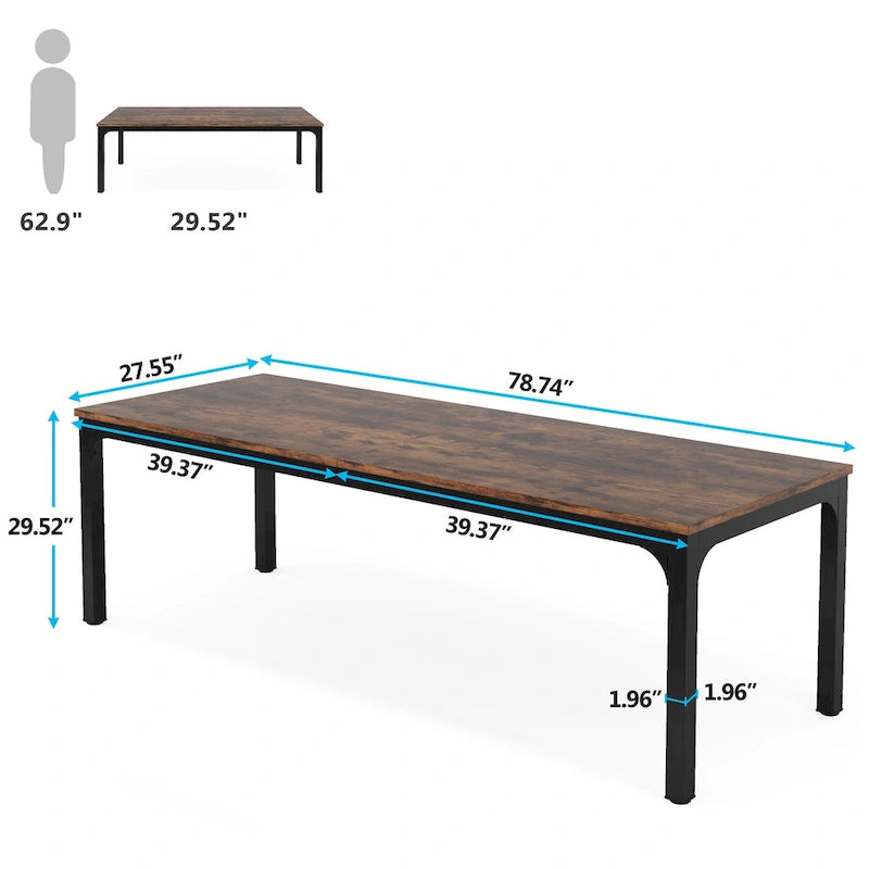 78.74 Inches Executive Desk Double Workstation with Metal Legs for Home Office,Two Person Computer Desk for 2 (Only Table)