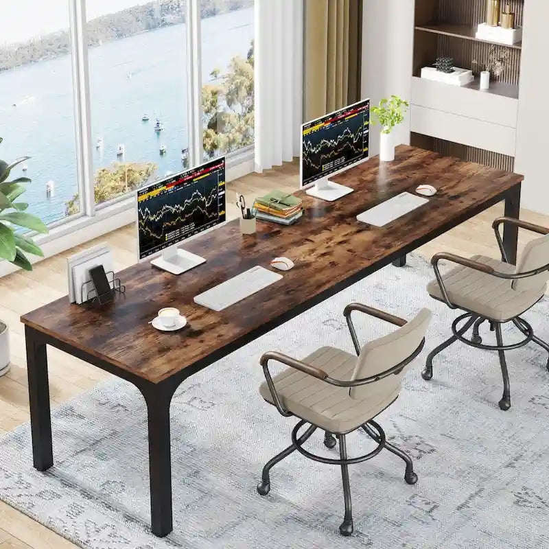 78.74 Inches Executive Desk Double Workstation with Metal Legs for Home Office,Two Person Computer Desk for 2 (Only Table)