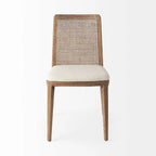 Chaise de salle à manger sans accoudoirs Clara en bois marron clair et assise crème