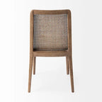 Chaise de salle à manger sans accoudoirs Clara en bois marron clair et assise crème
