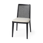 Chaise de salle à manger sans accoudoirs Clara en bois marron clair et assise crème