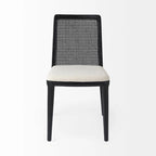 Chaise de salle à manger sans accoudoirs Clara en bois marron clair et assise crème