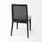 Chaise de salle à manger sans accoudoirs Clara en bois marron clair et assise crème