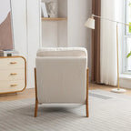 SEYNAR Mid Century Boucle Uplostered Soild Wood Accent Armchair with Pillow
