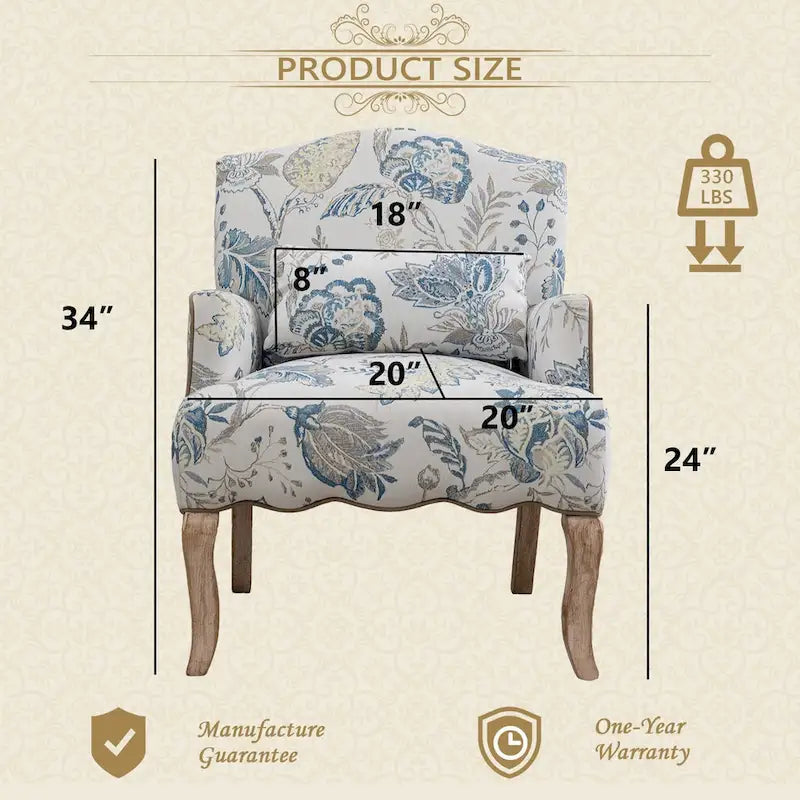 Upholstered French Country Single Sofa Reading Chairs with Pillow