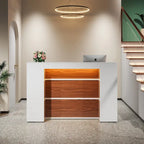 63 Inch LED Reception Front Counter Desk Table with Private Panels for Check Out Retail,Store Office Lobby Shop Clinic