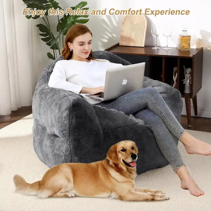 Giant Bean Bag Chair with Armrests - For Adults and Kids