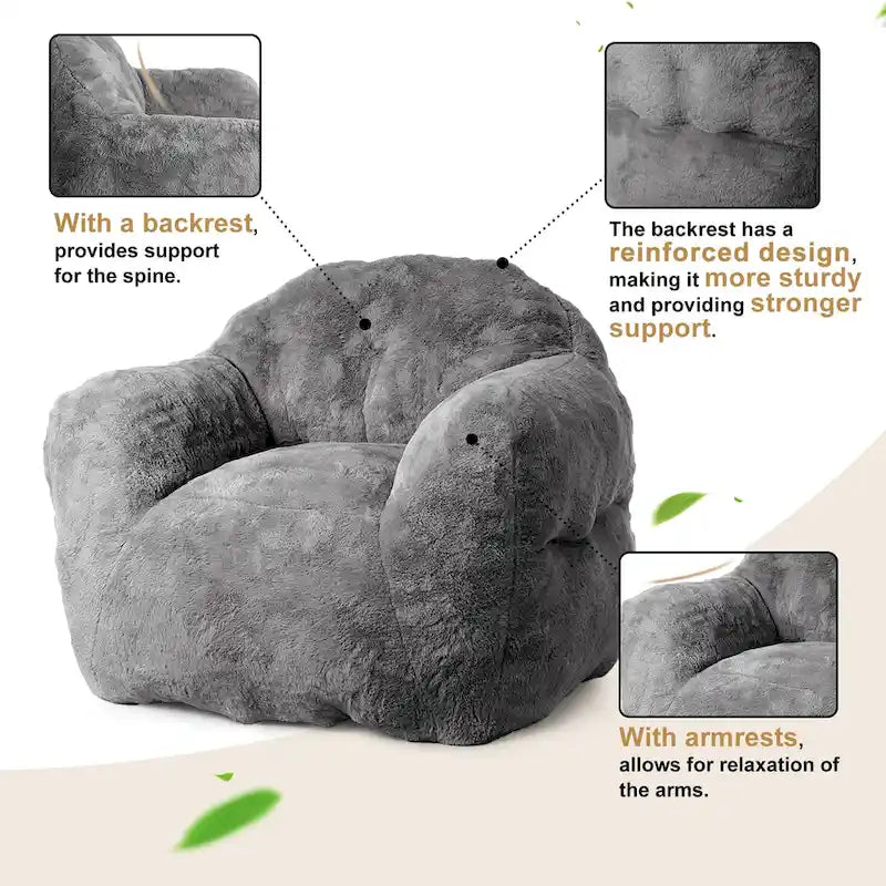 Giant Bean Bag Chair with Armrests - For Adults and Kids