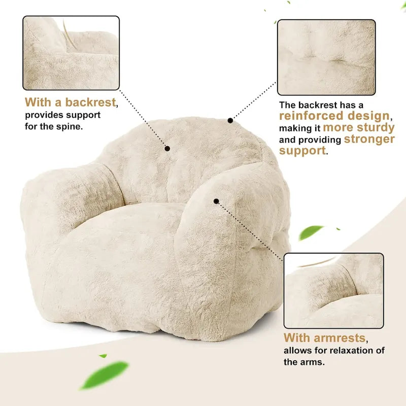 Giant Bean Bag Chair with Armrests - For Adults and Kids