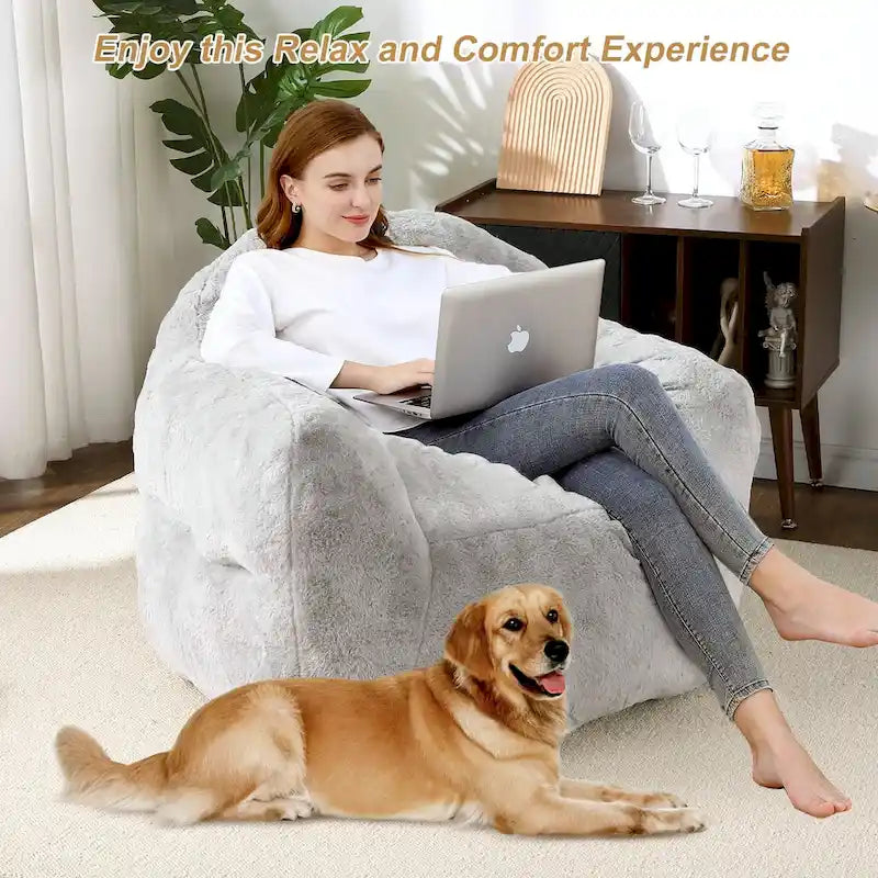 Giant Bean Bag Chair with Armrests - For Adults and Kids
