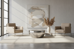 White 37 Inch Round Drum Coffee Table with Storage - Mango Wood