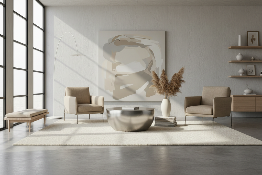 White 37 Inch Round Drum Coffee Table with Storage - Mango Wood