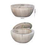 White 37 Inch Round Drum Coffee Table with Storage - Mango Wood