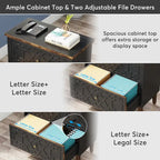 Lateral File Cabinet, 2 Drawer Filing Cabinet, Black Wood Storage Cabinet